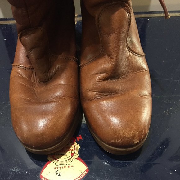 VINTAGE HUSKY WINTER LEATHER BOOTS SIZE 10 - Picture 4 of 15